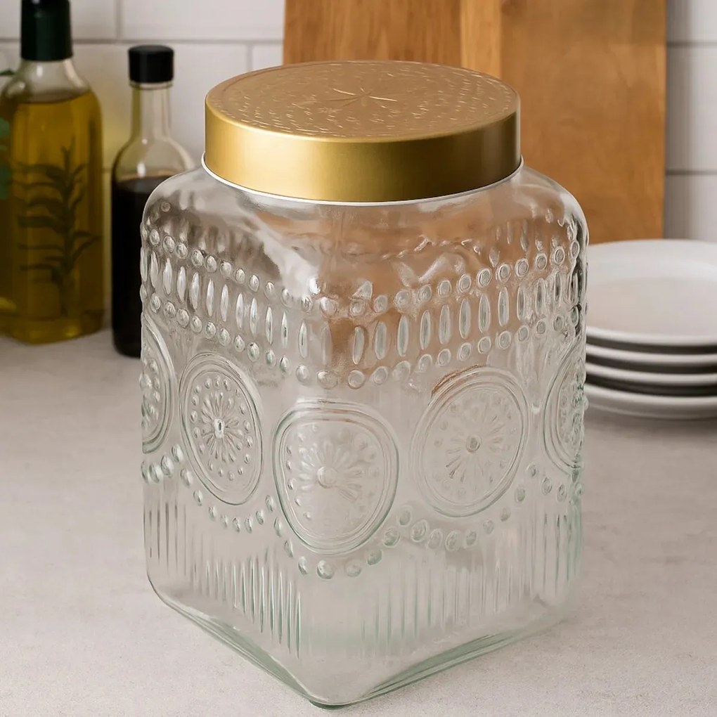 Altom Üvegedénykészlet arany fedéllel Daisy 2,2 l, 4 db, 2,2 l
