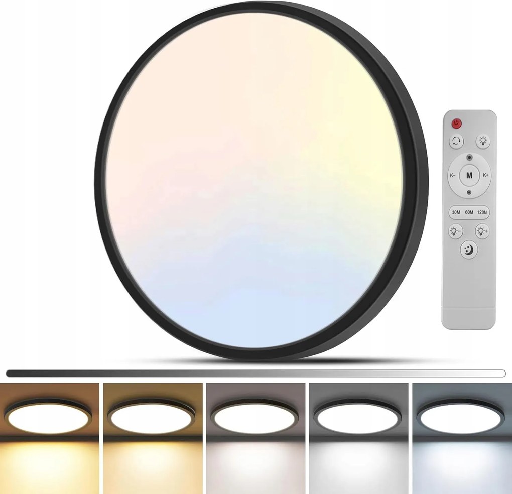 Plafon Led Mennyezeti Lámpa Falra szerelhető Panel Kerek Távirányító 24W 29cm