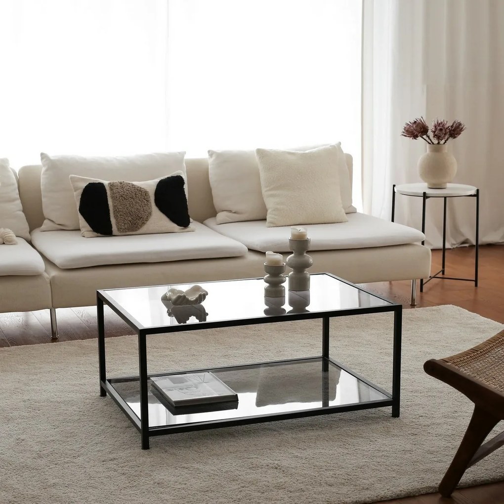 Astro Black dohányzóasztal sötét üveggel