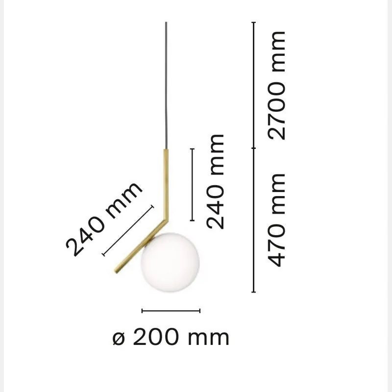 FLOS F3175059 Egyágú Függesztett Lámpa Üveg E27 IP20