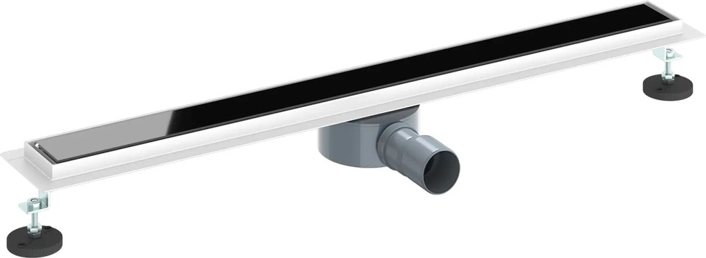 vidaXL Zuhanylefolyó üveg fedéllel és 360°-os szifonnal Fekete 80 cm