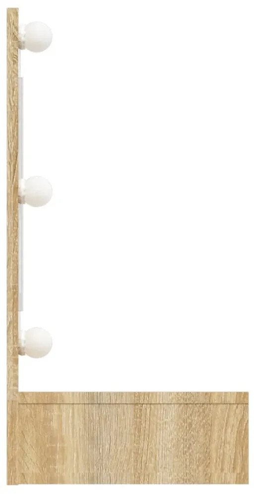 sonoma tölgy tükrös szekrény LED-ekkel 90 x 31,5 x 62 cm