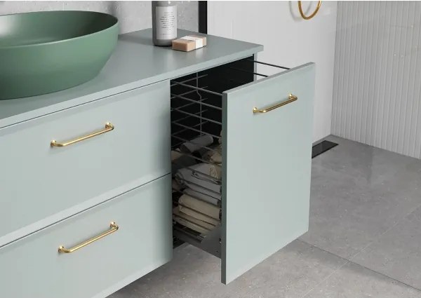 Cersanit S1022-010 - MILLE 40x45 cm falra szerelhető fürdőszobai szekrény szennyeskosárral, menta