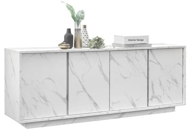 Carrara 4 ajtós komód fehér márvány 180cm
