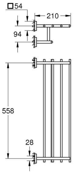 GROHE 41099000 - Többfunkciós törölközőtartó START CUBE 600 mm fényes króm