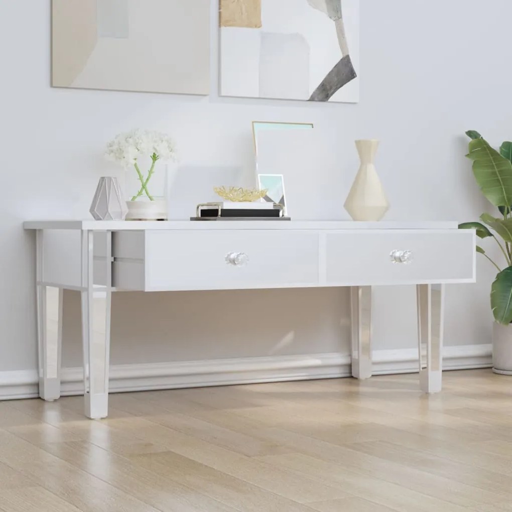 Tükrös szerelt fa és üveg dohányzóasztal 106 x 45 x 45 cm