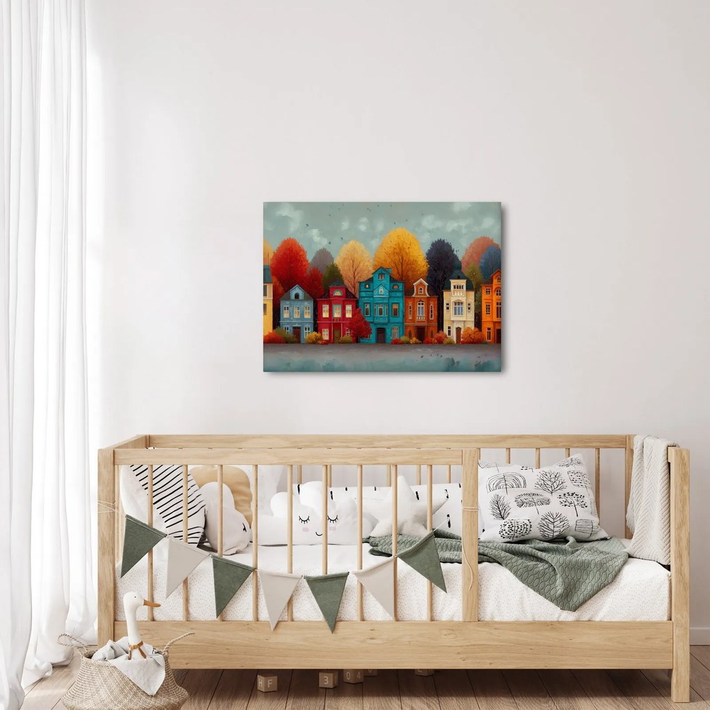Kép - Festett őszi város (70x50 cm)
