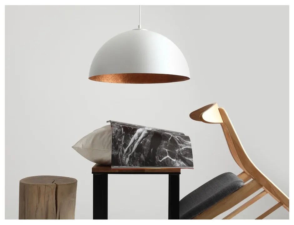 Lord fehér függőlámpa rézszínű részletekkel, ø 50 cm - CustomForm