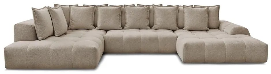 Szürkésbarna zsenília kinyitható-tárolóhelyes sarokkanapé (bal oldali-U alakú) Everest – Bobochic Paris