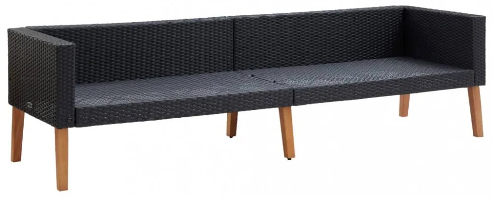 vidaXL 2 részes fekete polyrattan kerti ülőgarnitúra párnákkal
