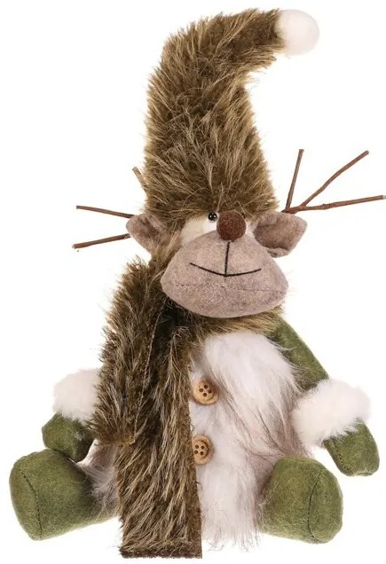 Karácsonyi dekoráció Ülő szarvas, magasság 28 cm,zöld/fehér