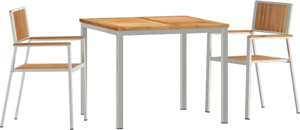 vidaXL Kültéri étkező szett 3 pcs Barna Tömör Teakfa