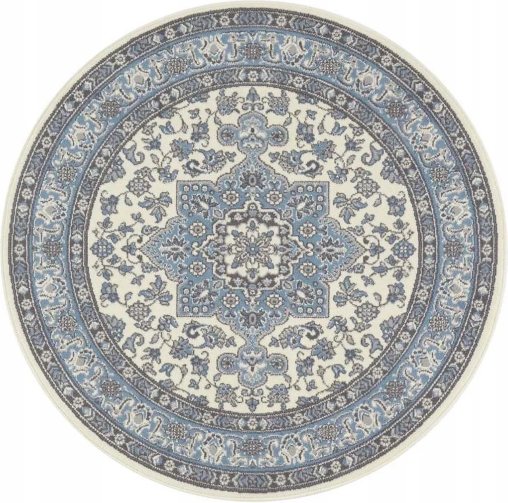 Kerek szőnyeg nappaliba 160cm hagyományos mintás,kék-krém