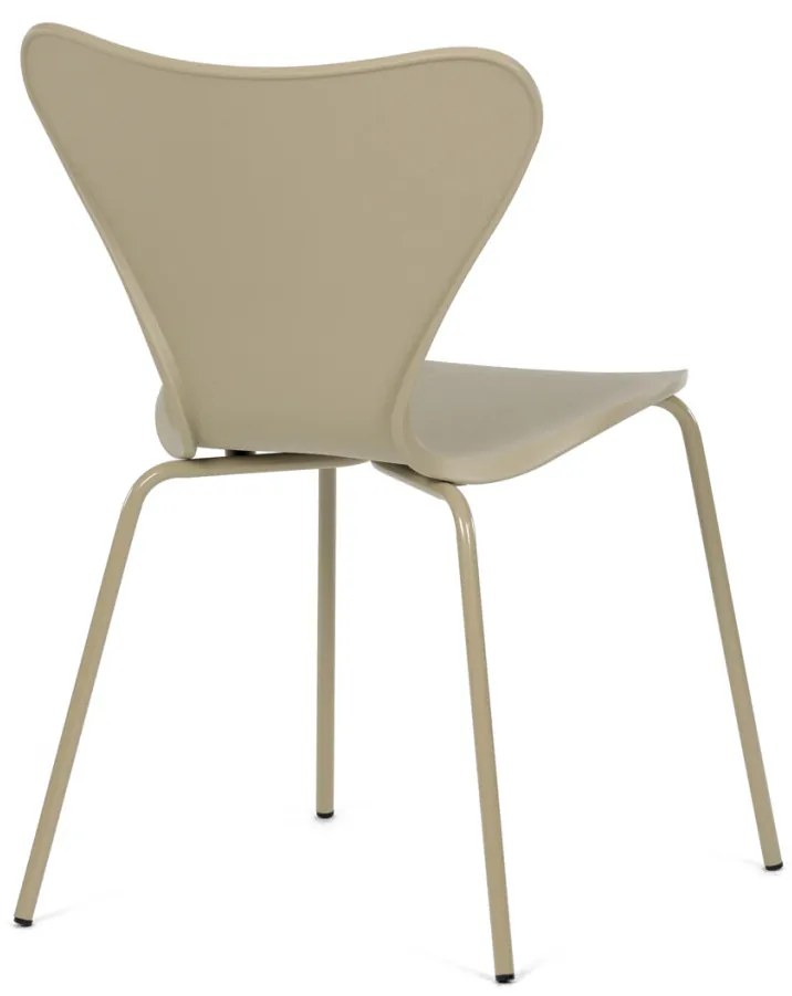 Scaun de sufragerie, plastic cappuccino, baza metalică cu patru picioare
