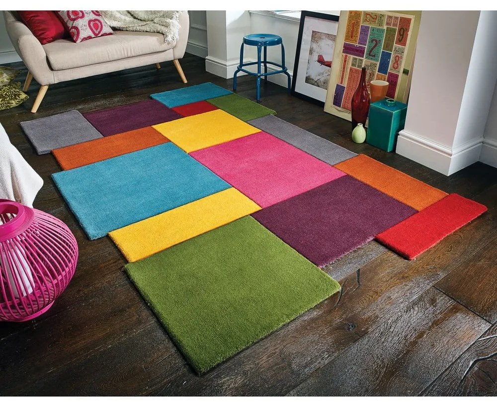 Collage színes gyapjú szőnyeg, 120 x 180 cm - Flair Rugs