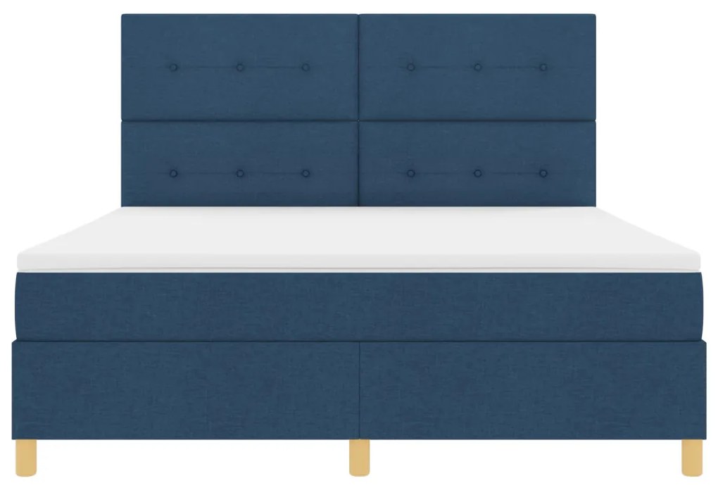 Box Spring Ágy Matraccal és LED Tengerészkék 180x200 cm Szövet