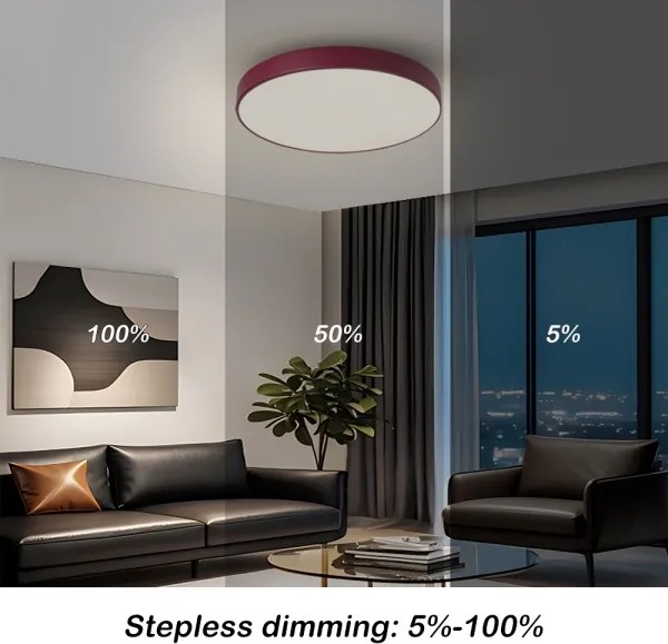 Brilagi-LED dimmelhető mennyezeti lámpa POOL LED/48W/230V 3000-6000K 40 cm bordó+távirányító