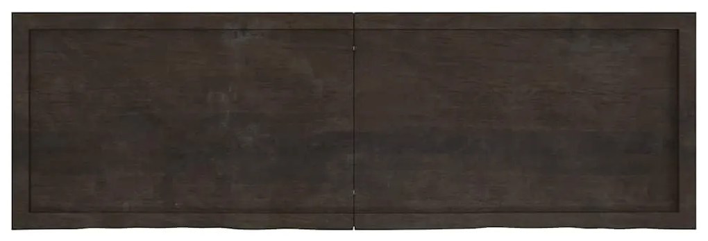 sötétbarna kezelt tömör fa fürdőszobai pult 160x50x(2-4) cm