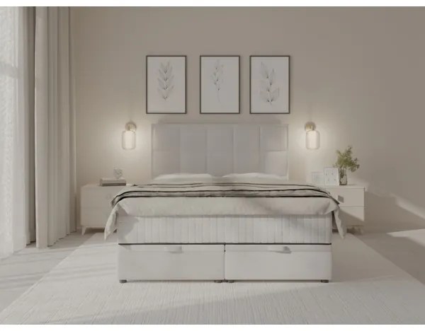 GRACE kárpitozott ágy matracokkal és ágyneműtartóval 180x200 cm szürke
