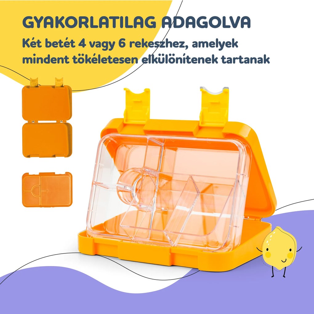 Klarstein Schmatzfatz junior, tízórais doboz, 6 rekesz, 21,3 x 15 x 4,5 cm