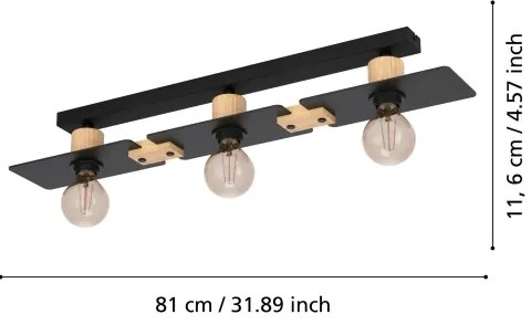 Eglo 43751 - Mennyezeti lámpa BRAMERTON 3xE27/40W/230V