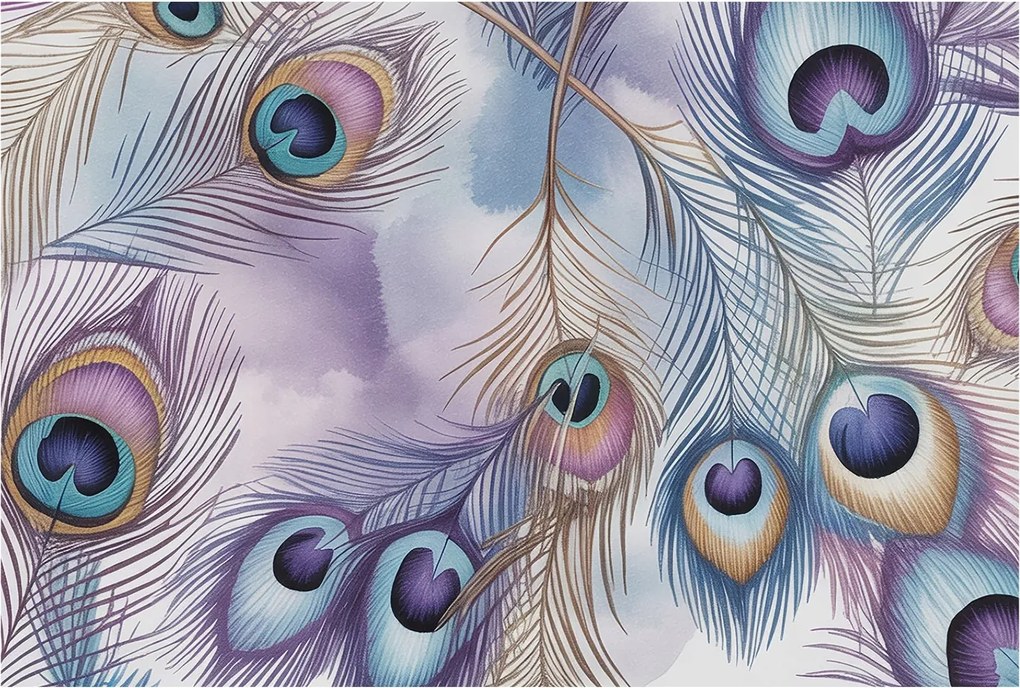 Dekoratív Fotótapéta Hálószobába Páva tollak 104x70 Ragasztó