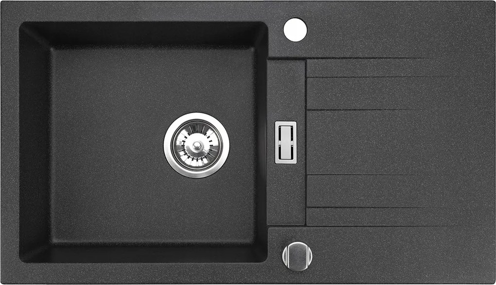 Athena gránit mosogató 76×44 cm Egymedencés konyhai mosogató metál