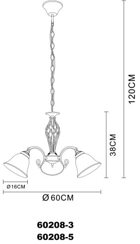 Globo 60208-3 - Csillár láncon ODIN 3xE27/60W/230V