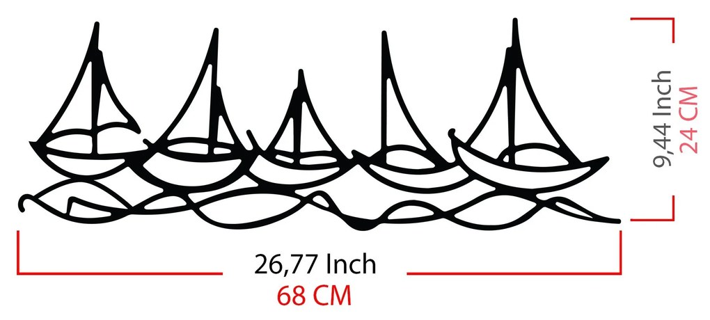 Fém fali dekoráció, Ships In Water