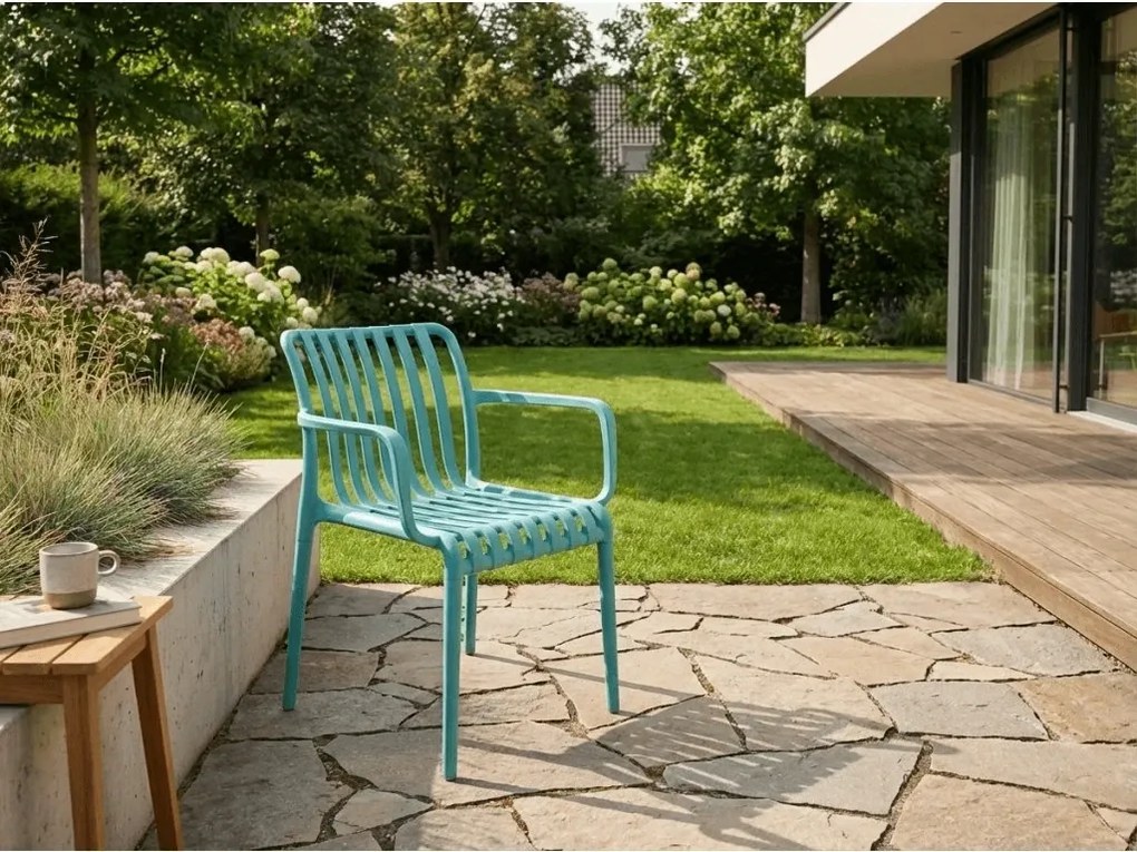 Műanyag szék TREGO kartámaszokkal, kék