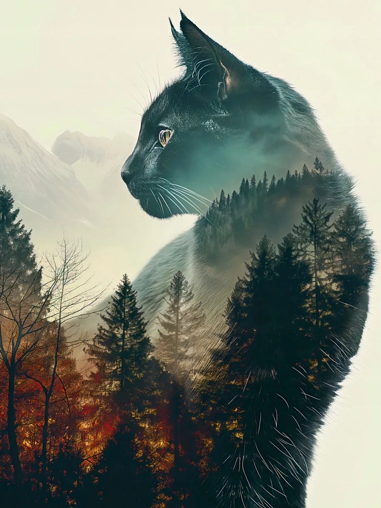 Poszter 15x20cm Macskaszellem erdő