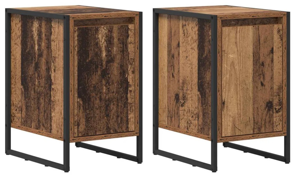 vidaXL Éjjeli asztal 2 pcs Öreg fa 39,5 x 30 x 50 cm Faanyag