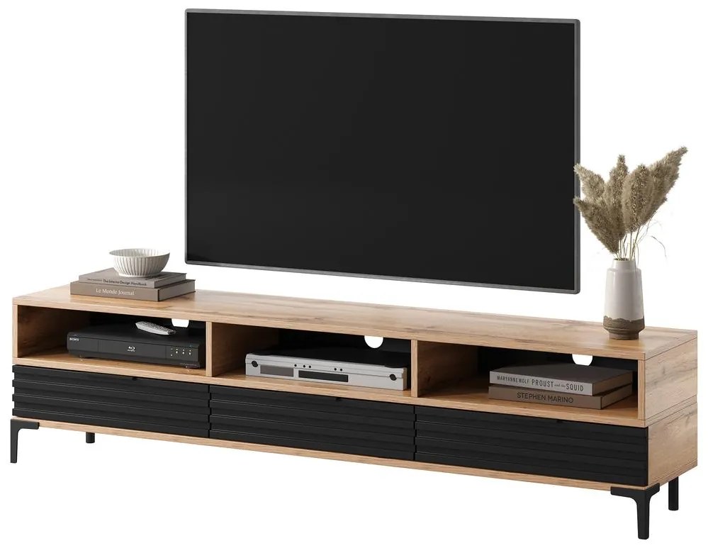 Tv szekrény/asztal Ricko 3D  (természetes tölgy + fekete). 1098750