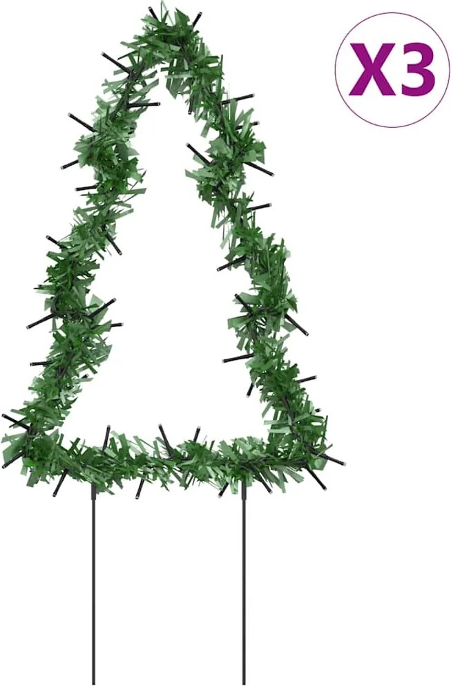 vidaXL karácsonyfa fénydekoráció 3 db cövekkel 50 LED 30 cm