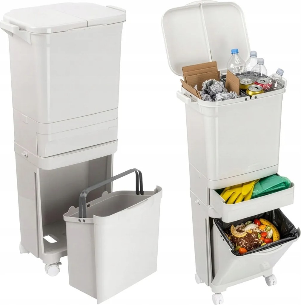 Szelektív hulladékgyűjtő kosár Nardan szürke 42 liter