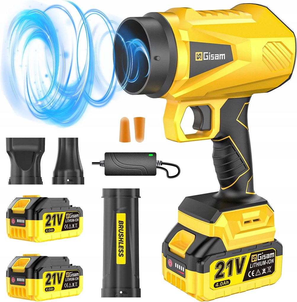 Akkumulátoros Lombszívó/fúvó Hóhoz, Kerti Munkákhoz, 3 Fúvócső, 21V 2x Akkumulátor