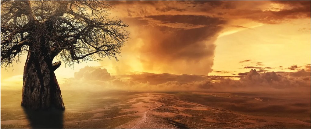 Narancssárga felhők képe (120x50 cm)