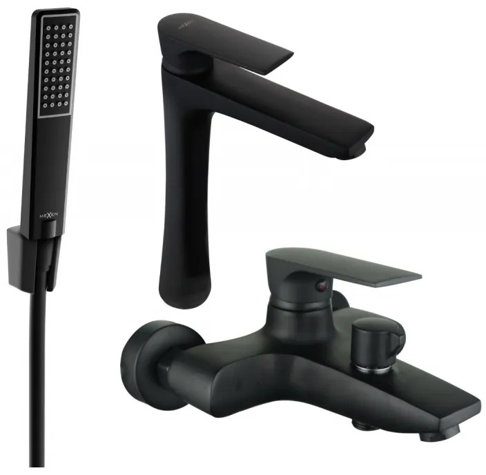 Mexen Axel R72 fürdőszett zuhanygarnitúrával, fekete, 73813R72-70