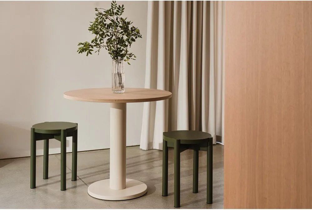 Kerek étkezőasztal tölgyfa dekoros asztallappal ø 65 cm Sool – noo.ma