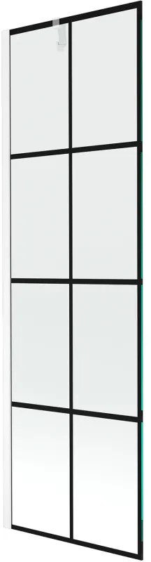 Mexen Next, kádparaván 1 szárny 60 x 150 cm, fix szárny, 6 mm átlátszó üveg fekete mintával, fehér profil, 895-060-000-00-77-20