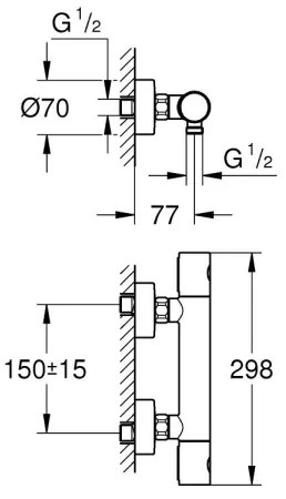 GROHE 34065AL2 – GROHTHERM 1000 COSMOPOLITAN termosztátos zuhanycsaptelep, DN 15, grafit