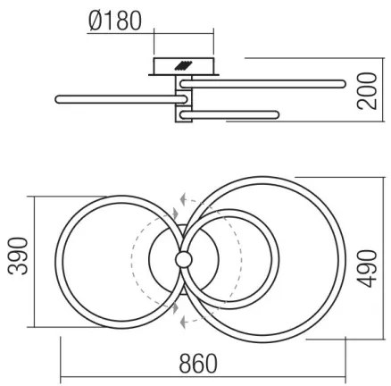 Redo 01-2226 - LED Dimmelhető felületre szerelhető csillár SPELL LED/54W/230V 3000K króm