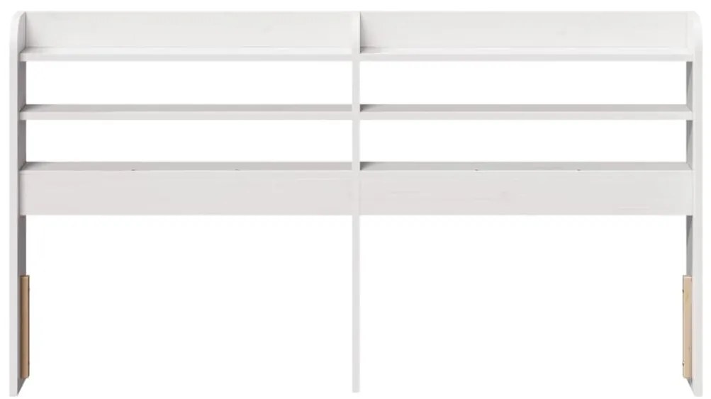 fehér tömör fenyőfa fejtámla polcokkal 140 cm