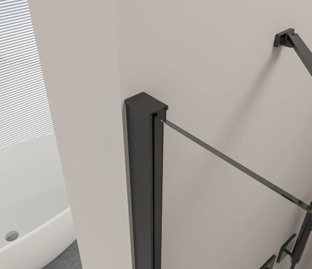 Erga Bern Dupla, zuhanykabin 2 szárnyas ajtókkal 80 (ajtó) x 110 (ajtó) x 195 cm, 6mm átlátszó üveg, fekete profil, ERG-V02-BERN-D080D110-CL-BK