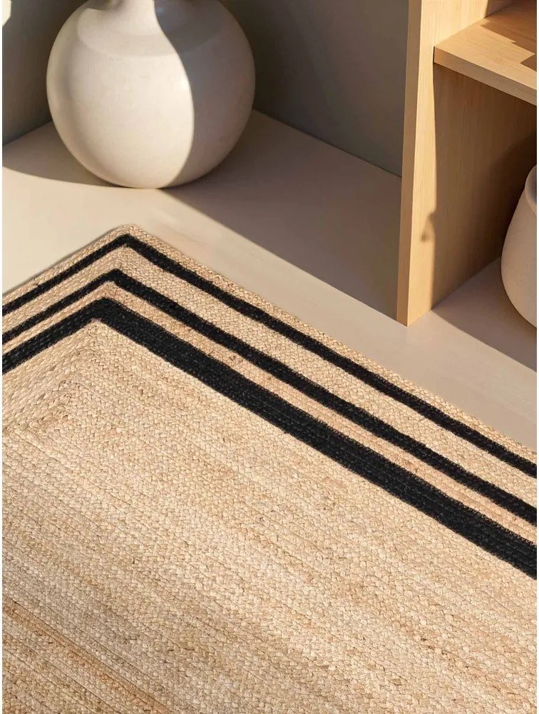 Fekete-natúr színű kétoldalas-kézi szövésű juta szőnyeg 120x170 cm Jutta – Hanse Home