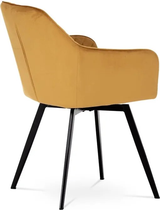 Elegáns Bársony Étkezőszék Sárga Színben Forgó Mechanizmussal. DCH-425 YEL4