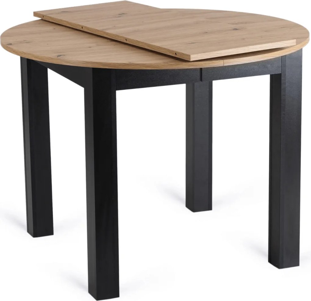 Kihúzható étkezőasztal 102–142 cm méretben, artisan tölgy/fekete színben HARRY