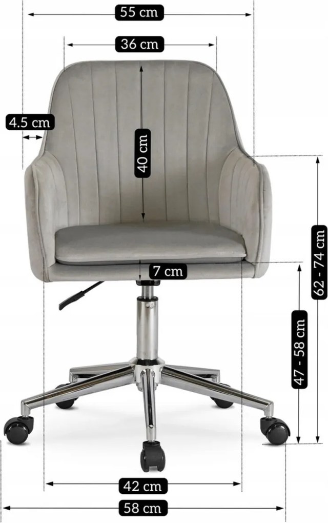 TOM forgószék, szürke bársony