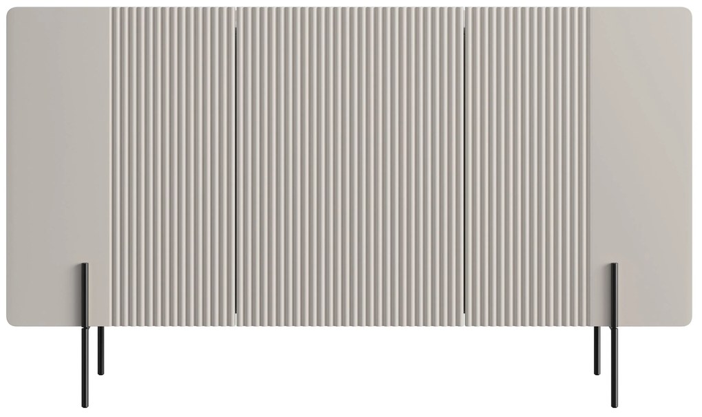 Malmi komód 150 cm háromajtós - kasmír / fekete lábak