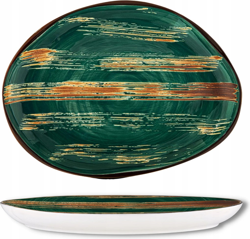Ovális tányér Nagy porcelán zöld Wilmax 33x24,5 cm